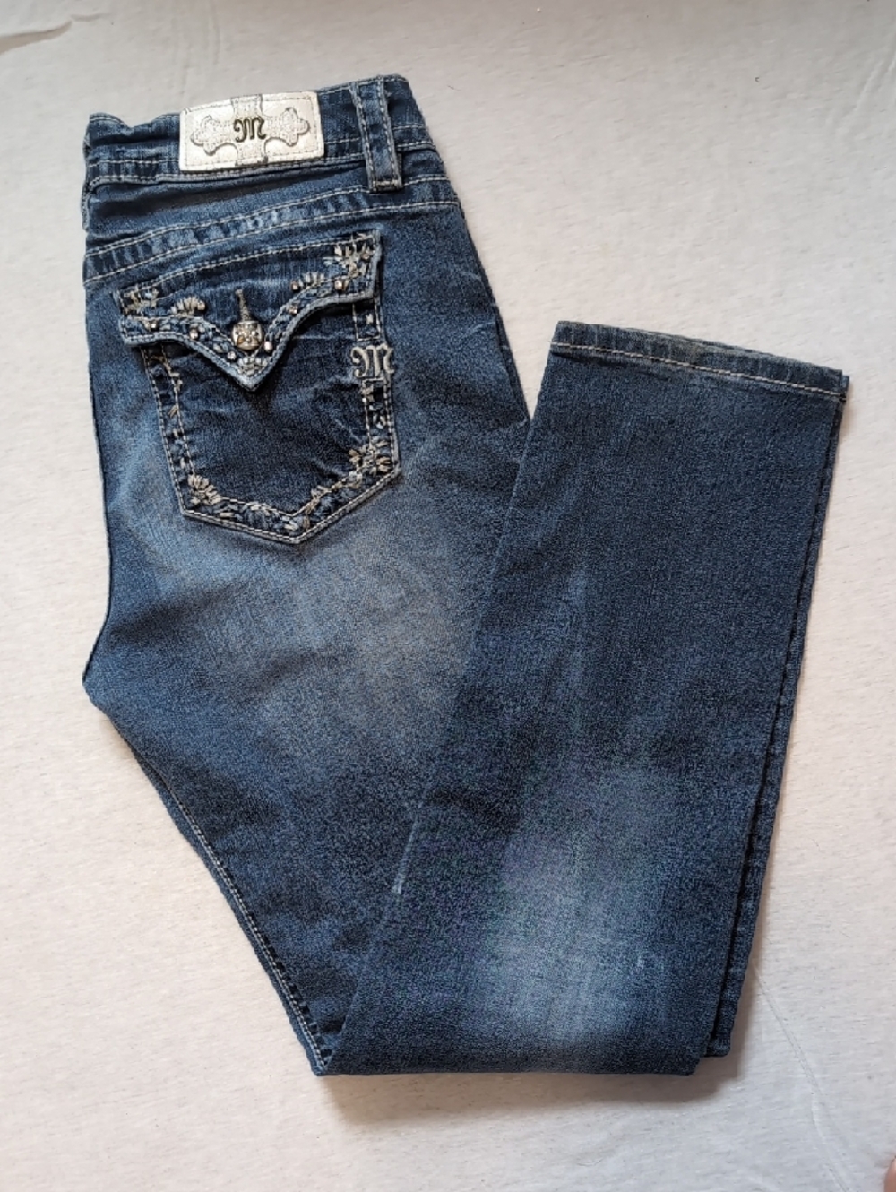 Miss Me Men's Embellished Dark Blue Skinny Jeans